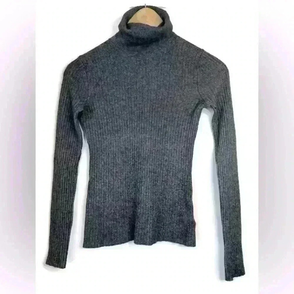 Babaton Aritzia Womens Grey Ribbed Capsule Wardrobe Wool Timeless Turtleneck XS - Picture 1 of 11
